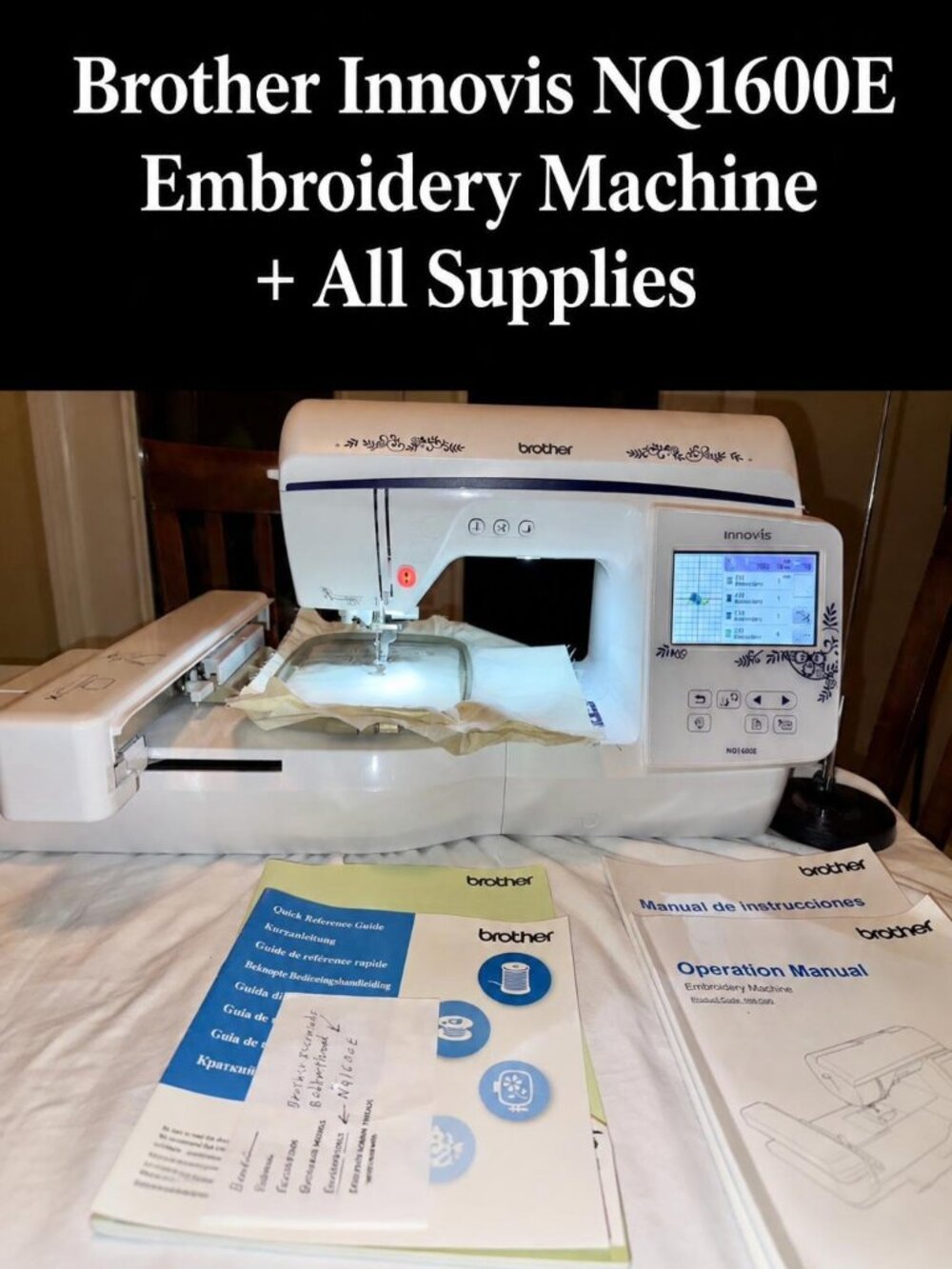 Brother Innovis NQ1600E Embroidery Machine Package (Inc Thread, Hoops, Supplies)